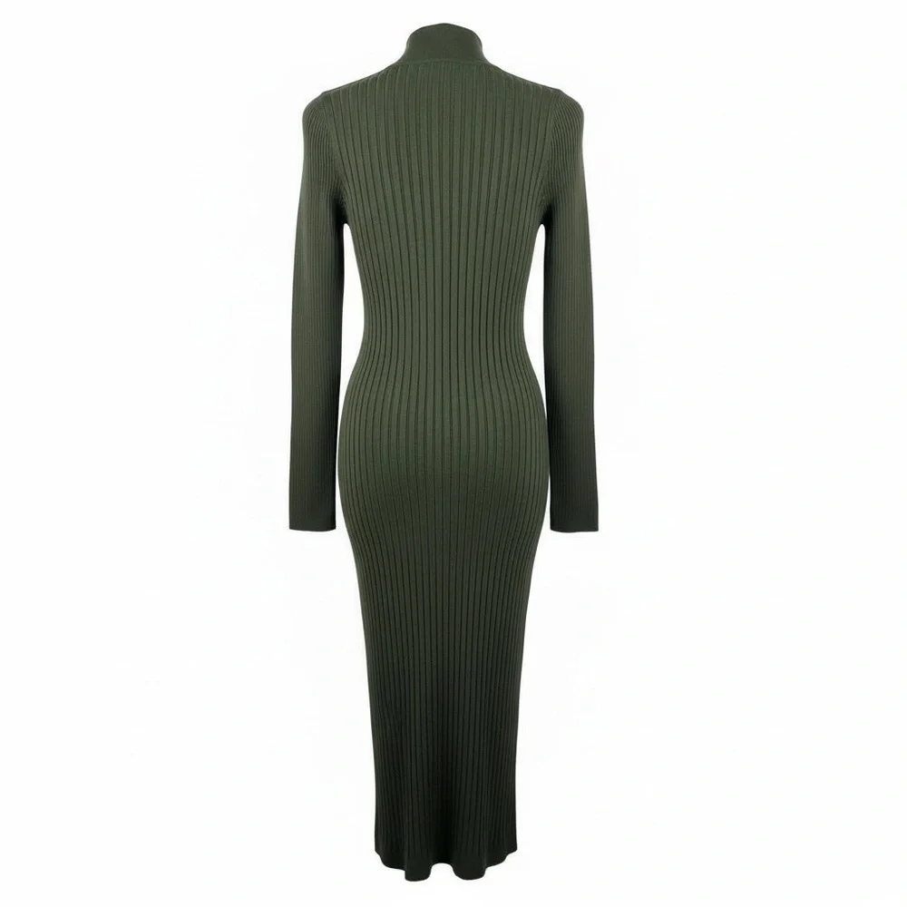 H&H Long Sleeve Olive Bodycon Dress. Size M - Picture 3 of 6